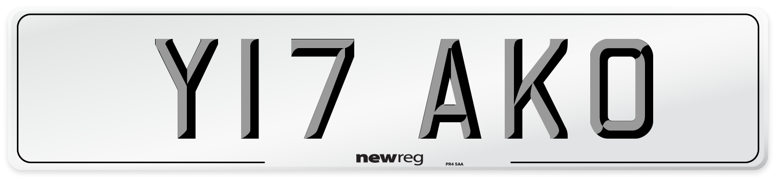Y17 AKO Number Plate from New Reg